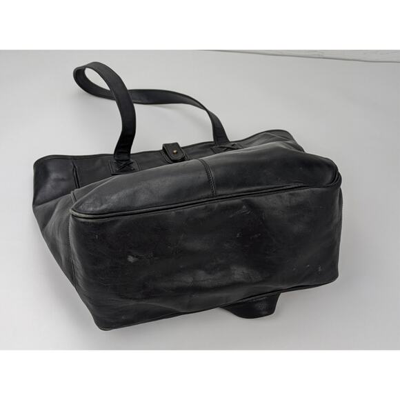 CLAVA AMERICAN Large Black Leather Travel Tote Shoulder Bag 14"x14"x7" - Picture 5 of 8